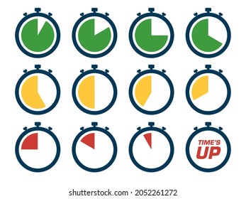 Countdown timer icon set. Time sequence runs until time's up. Perfect for the design elements of timing, alarms and timestamps infographic.
