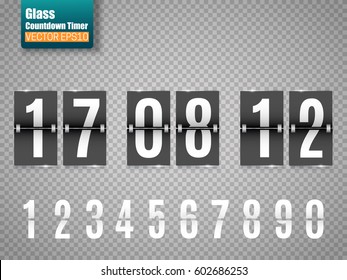 Countdown timer isolated on transparent background. Mechanical clock. Vector template