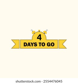 Countdown timer number of 4 days to go with clock, timer design