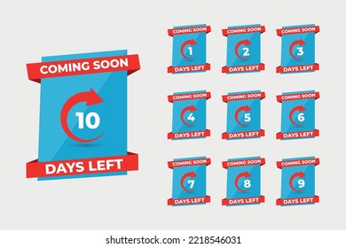 Countdown timer number coming soon 10 of days left Vector element