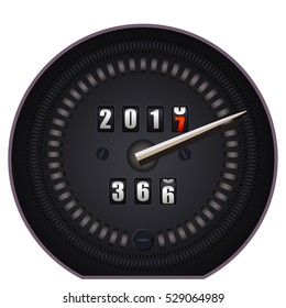 Countdown timer on speedometer - New Year 2017 - vector illustration on white background