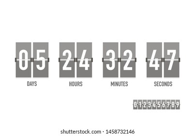 Countdown timer on a white background with shadow. Vector