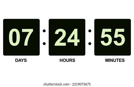 Countdown timer for social media on white background. Vector illustration.