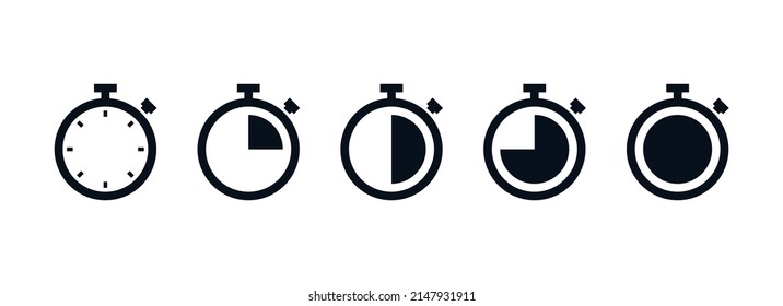 Countdown timer and stopwatch symbol flat vector illustration.
