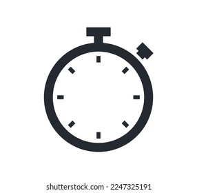 Countdown timer and stopwatch symbol flat vector illustration.