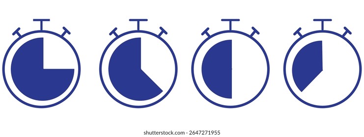 Countdown timer and stopwatch symbol flat vector illustration. Timer icon set. Alarm clock symbol. Watch countdown vector illustration. EPS 10 