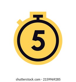 Countdown timer and stopwatch yellow symbol flat vector illustration.

