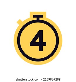 Countdown timer and stopwatch yellow symbol flat vector illustration.
