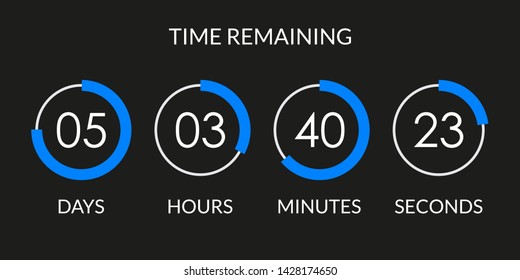 Countdown timer. Time counter with digital scoreboard. Time remaining display. Vector illustration.