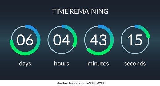 Countdown timer. Time counter with digital scoreboard. Time remaining display. Vector illustration.
