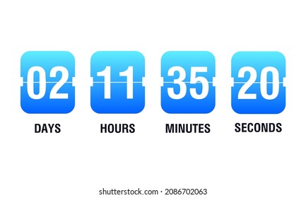 Countdown timer vector clock counter. Clock counter. Flip business scoreboard display design. Vector