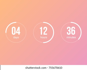 Countdown timer vector clock counter. Count down web site vector flat line template. Digital clock timer for website coming soon