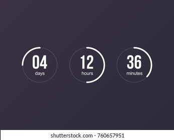 Countdown Timer For Website. Digital Clock Design On Dark Background. Counter For Website, Application Or Game Interface