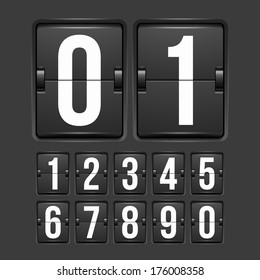 Countdown-Timer, weißer, mechanischer Scoreboard mit unterschiedlichen Zahlen