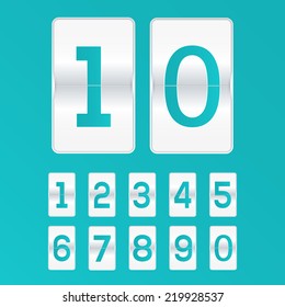 Countdown timer, white color mechanical scoreboard with different numbers