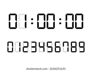 Countdown Timer With White Digital Numbers on White Background stock illustration