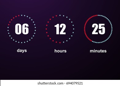 Countdown vector template digital clock timer background for coming soon.