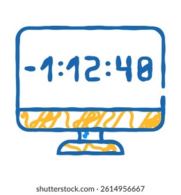 countdown video conference doodle icon sketch vector. countdown video conference sign. isolated symbol illustration