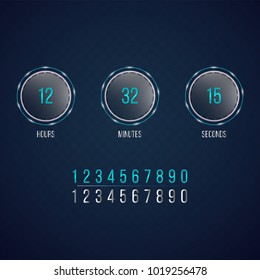 Countdown web site vector flat template digital clock timer background for coming soon or under construction design