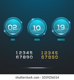 Countdown web site vector flat template digital clock timer background for coming soon or under construction design