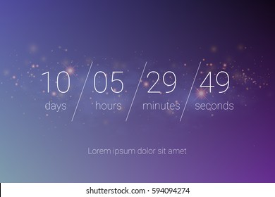 Countdown web site vector flat template digital clock timer background for coming soon or under construction design