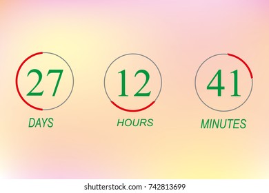 Countdown web site vector flat template digital clock timer background for coming soon or under construction design