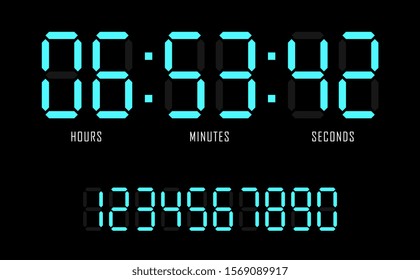 Countdown website vector flat template digital clock timer background. Countdown timer. Clock counter. Digital scoreboard. Vector illustration.