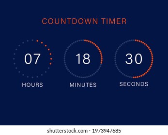 Countdown website vector flat template digital clock timer background. Countdown timer. Clock counter. Vector illustration.