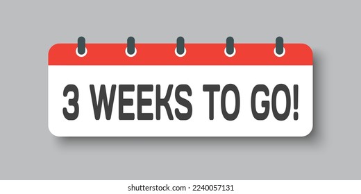 Countdown weekly page calendar icon - 3 weeks to go. Vector number day to go. Agenda app, business deadline, date. Reminder, schedule simple pictogram. Countdown for sale, promotion. Three weeks left