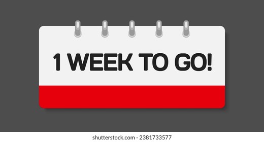 Icono de calendario de página semanal de cuenta regresiva - falta 1 semana. El día del vector. Aplicación de agenda, fecha límite de negocio, fecha. Recordatorio, programe un pictograma simple. Cuenta regresiva para la venta, promoción. Una semana a la izquierda