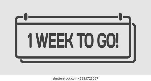 Countdown weekly page calendar icon - 1 week to go. Vector number day to go. Agenda app, business deadline, date. Reminder, schedule simple pictogram. Countdown for sale, promotion. One week left
