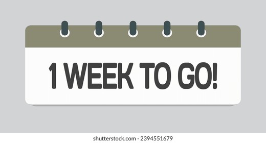 Icono de calendario de página semanal de cuenta regresiva - falta 1 semana. El día del vector. Aplicación de agenda, fecha límite de negocio, fecha. Recordatorio, programe un pictograma simple. Cuenta regresiva para la venta, promoción. Una semana a la izquierda