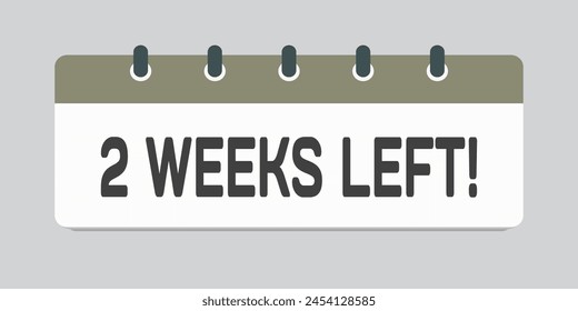 Countdown weekly page calendar icon - two weeks left. Vector number day to go. Agenda app, business deadline, date. Reminder, schedule simple pictogram. Countdown for sale, promotion. Two weeks to go