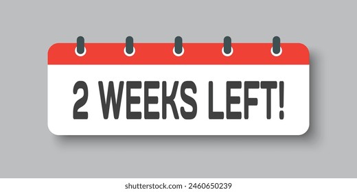 Countdown weekly page calendar icon - two weeks left. Vector number day to go. Agenda app, business deadline, date. Reminder, schedule simple pictogram. Countdown for sale, promotion. Two weeks to go