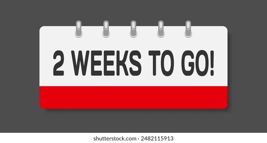 Countdown weekly page calendar icon - two weeks left. Vector number day to go. Agenda app, business deadline, date. Reminder, schedule simple pictogram. Countdown for sale, promotion. Two weeks to go