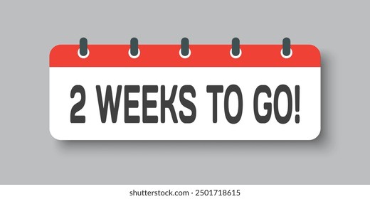 Countdown weekly page calendar icon - two weeks left. Vector number day to go. Agenda app, business deadline, date. Reminder, schedule simple pictogram. Countdown for sale, promotion. Two weeks to go