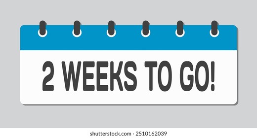 Ícone de calendário de páginas semanais de contagem regressiva - duas semanas restantes. O dia do número do vetor está para terminar. Aplicativo de agenda, prazo comercial, data. Lembrete, agendar pictograma simples. Contagem regressiva para venda, promoção. Faltam duas semanas