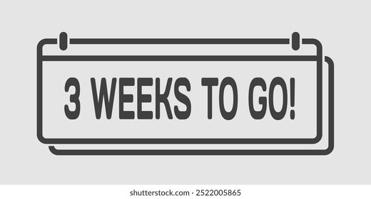 Countdown weekly page calendar icon - three weeks. Vector number day to go. Agenda app, business deadline, date. Reminder, schedule simple pictogram. Countdown for sale, promotion. Three weeks to go