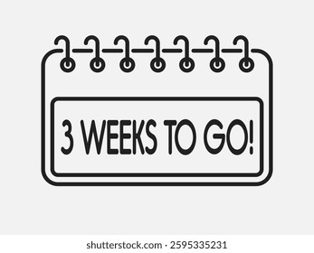 Countdown weekly page calendar icon - 3 weeks to go. Vector number day to go. Agenda app, business deadline, date. Reminder, schedule a simple pictogram. Countdown for sale promotion. Three weeks left