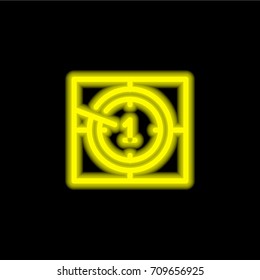 Countdown yellow glowing neon ui ux icon. Glowing sign logo vector