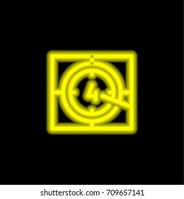 Countdown yellow glowing neon ui ux icon. Glowing sign logo vector