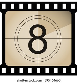 Counted down numbers on retro looking, old fashioned film counter. Vector art.