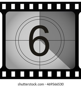 Counted down numbers on retro looking, old fashioned film counter. Vector art.