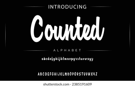 Counted Vintage decorative font. Lettering design in retro style with label. Perfect for alcohol labels, logos, shops and many other.