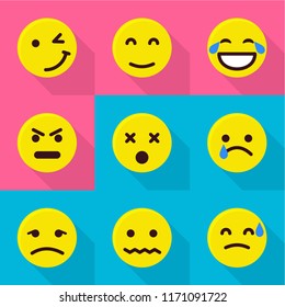 Countenance icons set. Flat set of 9 countenance vector icons for web isolated on white background