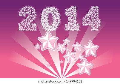 counter 2014 year explosion background with many stars