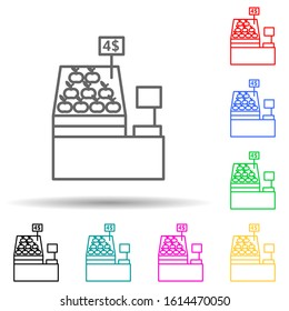 counter with apples multi color style icon. Simple thin line, outline vector of mall shopping center icons for ui and ux, website or mobile application