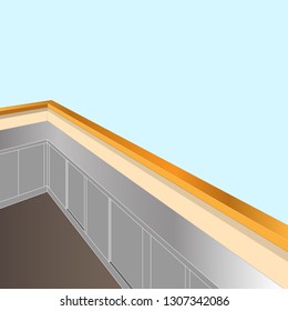 Counter bar isolated on gradient background, Grocery Store Bar Cafe Beer Cafeteria Fast Food Counter Desk Interior. Vector Illustration