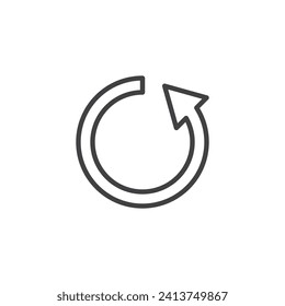 Icono de la línea de flecha en sentido horario. signo de estilo lineal para concepto móvil y diseño web. icono del vector de contorno de flecha de dirección en sentido contrario a las agujas del reloj. Símbolo, ilustración del logotipo. Gráficos vectoriales
