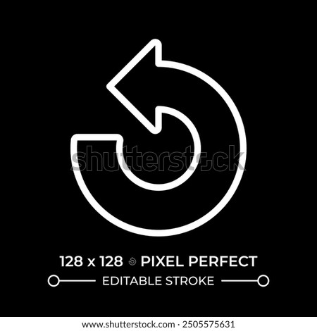 Counter clockwise arrow white linear icon for dark theme. Representing reversal, undo actions or backward processes. Thin line illustration. Isolated symbol for night mode. Editable stroke